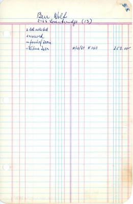 Ben Wolf's cemetery account statement from Kneseth Israel, beginning October 10, 1967
