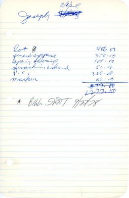 Joseph Wise's cemetery account statement from Kneseth Israel, beginning September 27, 1978