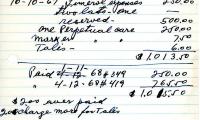 Nathan Walderman's cemetery account statement from Kneseth Israel, beginning October 10, 1967