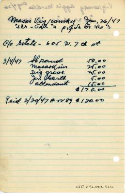 Aggie Vigransky's cemetery account statement from Kneseth Israel, beginning August 6, 1926