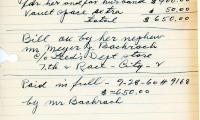 Celia Udaw's cemetery account statement from Kneseth Israel, beginning September 19, 1960