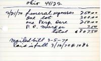 Harry Wolf's cemetery account statement from Kneseth Israel, beginning February 21, 1970