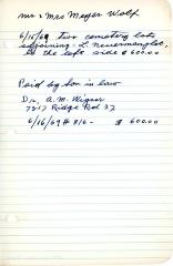 Meyer Wolf's cemetery account statement from Kneseth Israel, beginning June 15, 1969