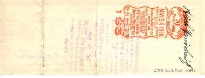 Check from Kneseth Israel Congregation to Hirsch Manischewitz for $50.00, dated May 5, 1930