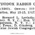 Listing of Officers of the Agudas HaRabonim from 1916 - 1917