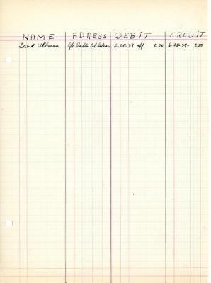Financial Statement from Kneseth Israel for the member account belonging to David Ullman, beginning June 25, 1939