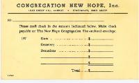 New Hope Congregation Cemetery Payment Slip