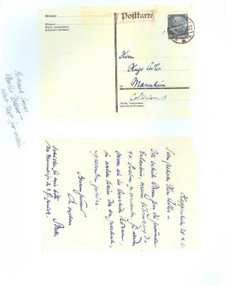 Photo of Postcard to Adler from Martin Buber