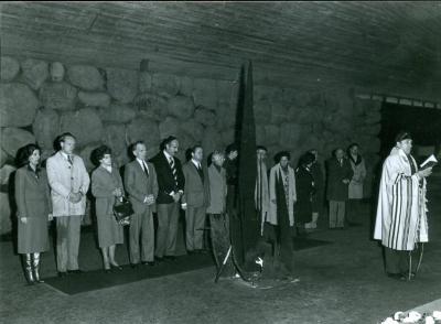 Photographs of a Group in the The Hall of Remembrance at Yad Vashem Standing by the Eternal Flame