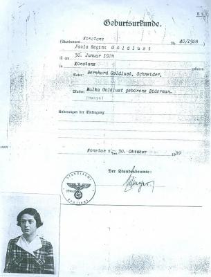 Birth Certificate Paula Goldlust