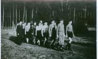 Photo Werner Coppel marching with other students of Hakshira