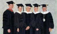 Photo Werner Coppel in robes with Administrators