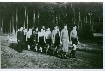 Photo Werner Coppel marching with other students from Hakshira