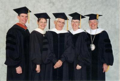 Photo Werner Coppel in robes with Administrators
