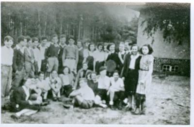 Photo Werner Coppel standing with other members of Hakshira Summer 1940