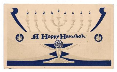A Happy Hanukah Postcard Issued by the Jewish Welfare Board