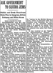 August 1944 Article - Rabbis and Greek Churchmen Make Plea to Congress, British Embassy and White House