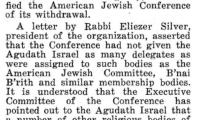 Article on Agudath Israel of America Quitting the American Jewish Conference in 1943 - The Chicago Sentinel