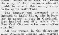 Article on Goodbye Banquet for Rabbi Silver Being Interrupted by Jewish Women Seeking Immigration Assistance for their Foreign Husbands - Chicago Sentinel 1931
