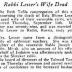 Obituary / Death Notice of Rabbi Lesser's Wife from 