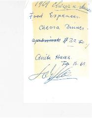 New Hope Congregation Burial Society Food Expenses Chevra Dinner - 1969