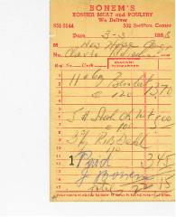 New Hope Congregation Burial Society Receipt - Bonem's Kosher Meat and Poultry - 1968