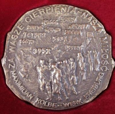 Medal in Commemoration of the 50th Anniversary of the Liberation of the Auschwitz Concentration Camp and in honor of the Maximilian-Kolbe-Werk