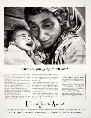 United Jewish Appeal Ad from 1947 Raising Funds for Displaced Jews in Europe