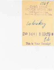 New Hope Congregation Burial Society Receipt - Ohio State Liquor Store - 1969