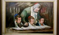 Painting of Rabbi Teaching Children by Louis Spiegel