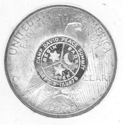 United States Peace Dollar Counter stamped with Camp David Summit