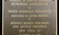North Avondale Synagogue Sanctuary Dedication Plaque in Memory of Albert &amp; Sadye Harris