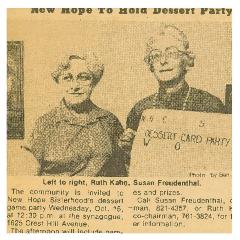Article Regarding “New Hope Congregation to Hold Dessert Party”