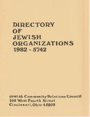 Jewish Community Relations Council - Directory of Jewish Organizations - 1982