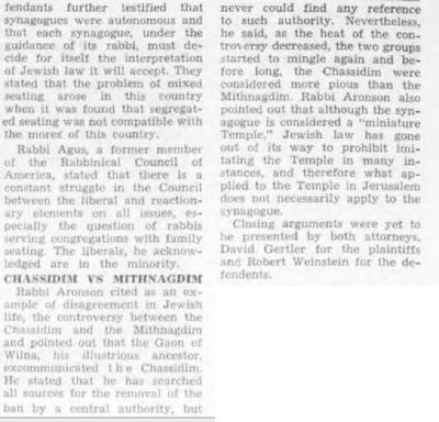  Article from 1957 Regarding Acceptability of Men and Women Sitting Together in Synagogue Under Jewish Law