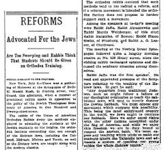  "Reforms Advocated for the Jews," article from 7/4/1904