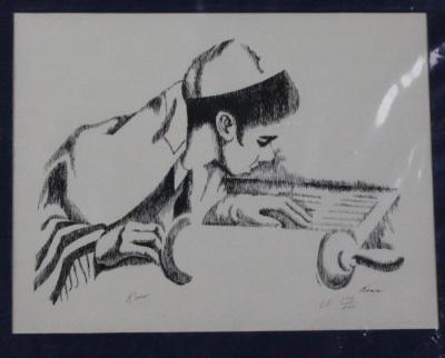 Drawing of a Boy Reading From a Torah by Ross