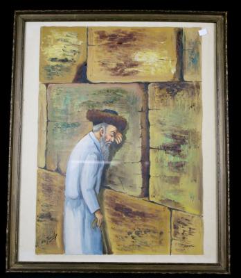 Painting of Man at the Western Wall, by H. Jaacoby