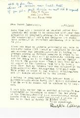 New Hope Congregation Burial Society - Letter to Rabbi Rabenstein - 1982