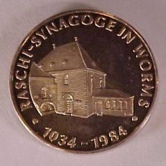 Rashi Synagogue in Worms Germany, 950th Anniversary Commemorative Medal