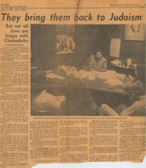Article on the Cincinnati Chabad Movement and Rabbi Sholom B. Kalmanson 5.10.1977
