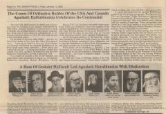 Article on 100th Anniversary of the Agudath HaRabbonim in 2012