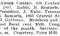 Bio of Congregation Anshe Chesed (Cincinnati, Ohio) from the American Jewish Year Book 1900 – 1901, 5661