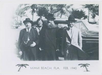Picture of Rabbi Eliezer Silver in Miami Beach Florida with Unidentified Individuals in 1940