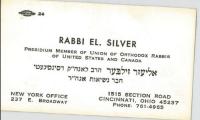 Rabbi Eliezer Silver Business Card 