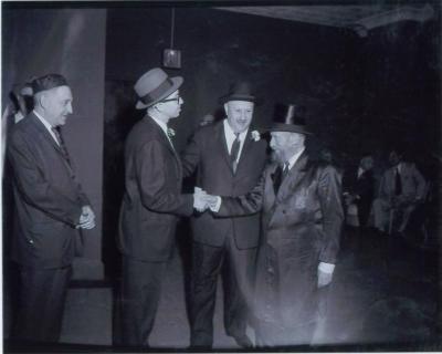 Rabbi Eliezer Silver Greeting an Unidentified Man