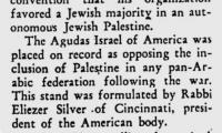 Article Regarding Agudath Israel of America's 1941 Calling for an Independent Jewish State