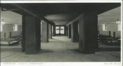 Auschwitz-Birkenau Postcard Showing a view of the Catacombs Museum at Auschwitz