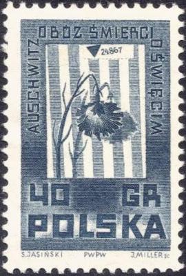 Polish "Auschwitz / Oswiecim" Stamp from the World War II - Memorials of Martyrdom Series