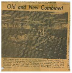 Article Regarding the Opening of the New Kneseth Israel Congregation Section Avenue (Cincinnati, Ohio) Synagogue Building in 1963